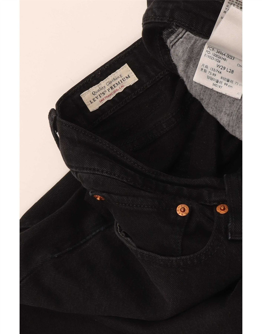 Женские прямые джинсы Levi's на танкетке W29 L28, черный хлопок