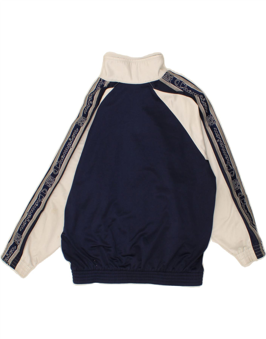 CHAMPION Boys Tracksuit Top Jacket 7-8 Years Small Navy Blue Colourblock Vintage Champion and Second-Hand Champion from Messina Hembry 