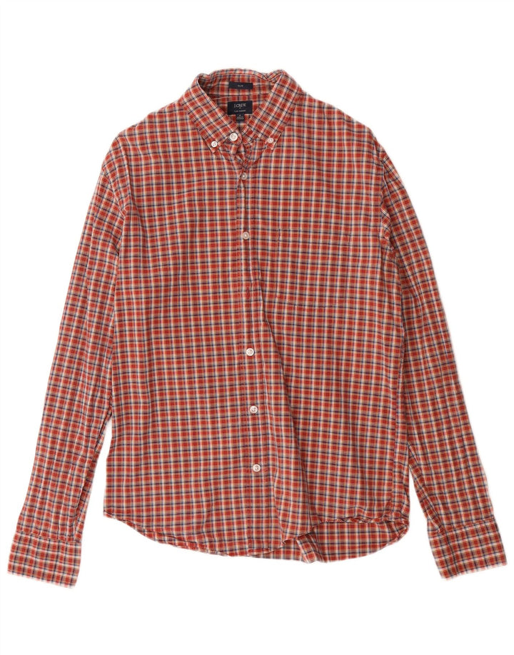 Мужская рубашка приталенного кроя J. CREW, хлопковая красная клетка среднего размера