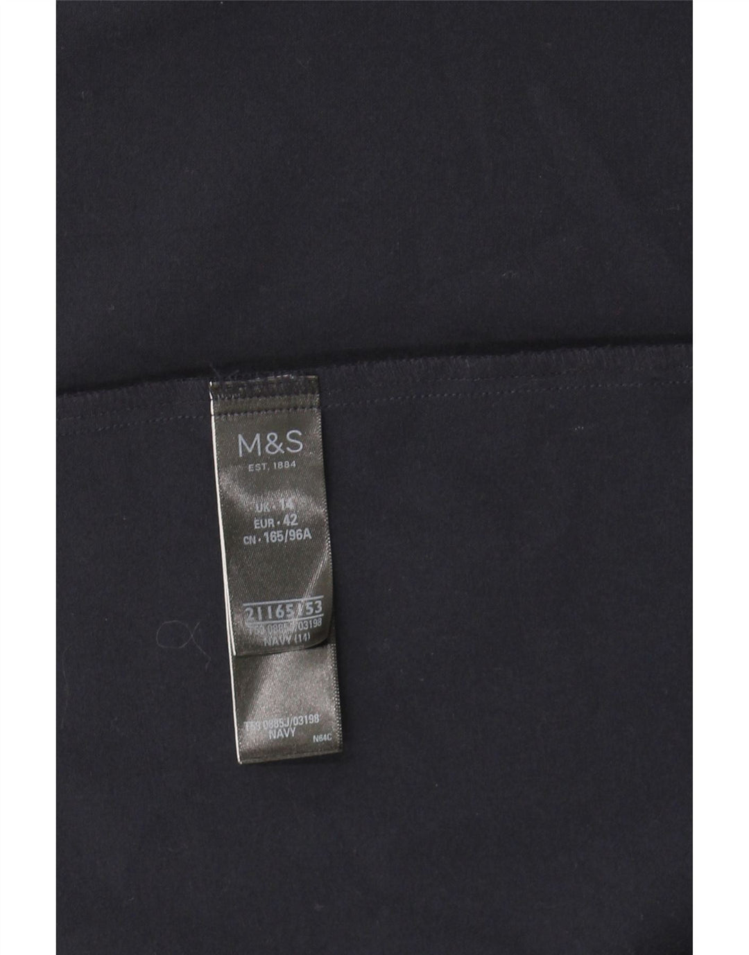 MARKS & SPENCER Womens 3/4 Sleeve Open Blazer Jacket UK 14 Large Navy Blue Vintage Marks & Spencer and Second-Hand Marks & Spencer from Messina Hembry 