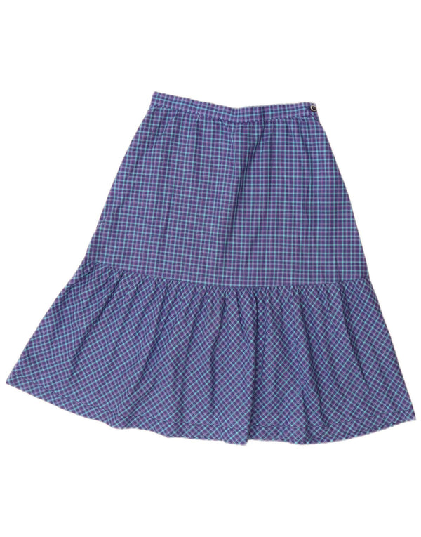 VINTAGE Womens High Waist A-Line Skirt W26 Small Blue Check