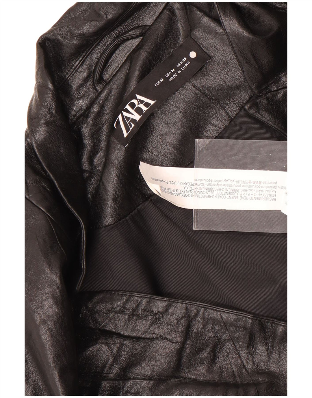 Женский пиджак из искусственной кожи на 1 пуговице Zara UK 14, средний черный