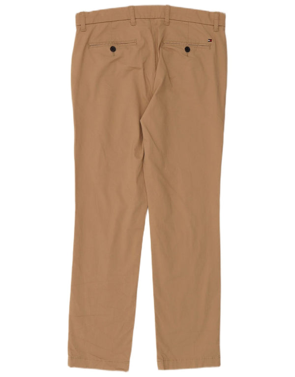 TOMMY HILFIGER Мужские брюки-чиносы узкого кроя W32 L30 Бежевый хлопок