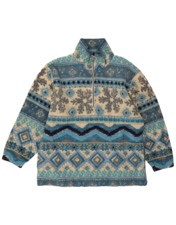 Женский флисовый джемпер оверсайз F.LLI Campagnolo UK 10, маленький синий Fair Isle