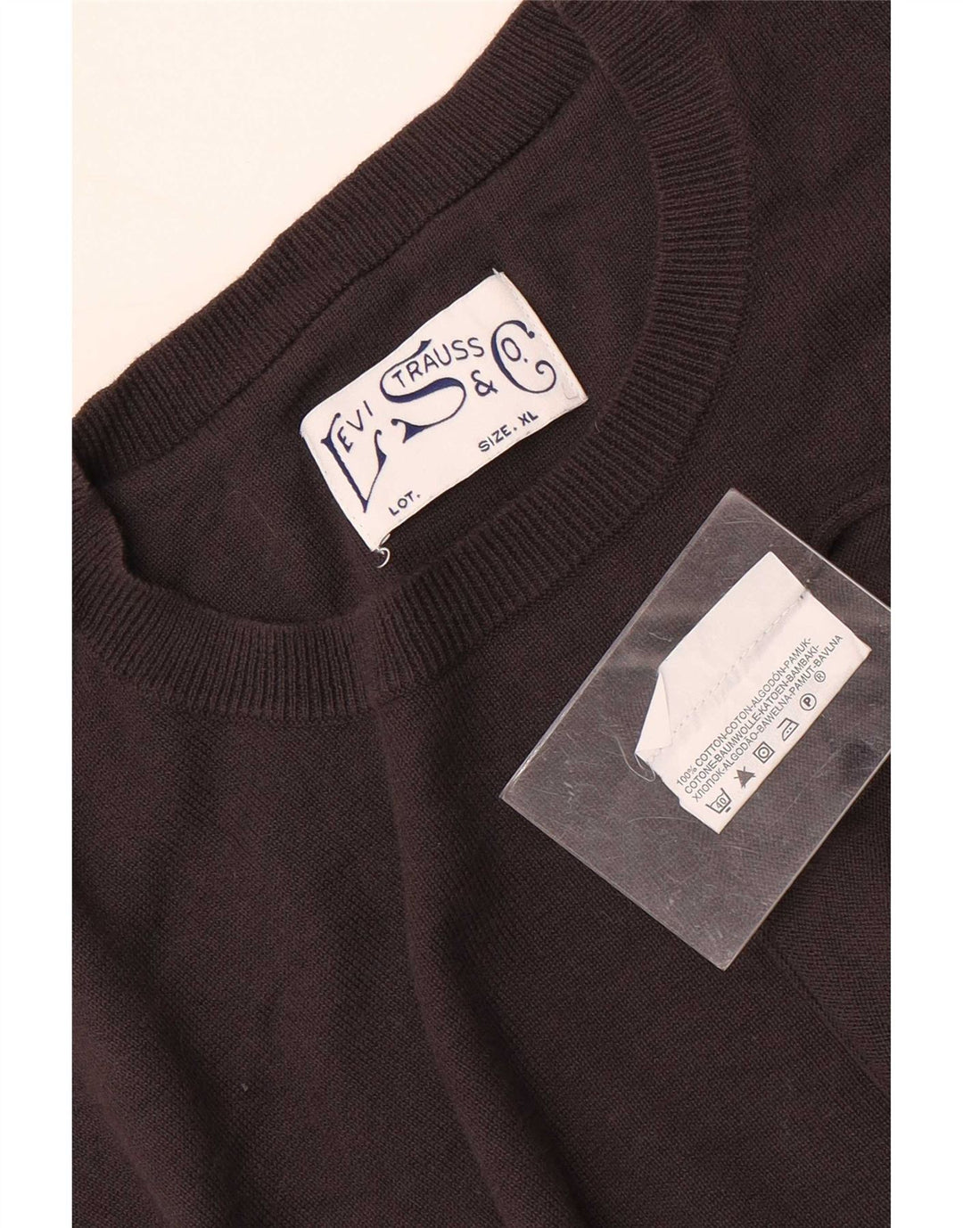 Мужской джемпер с круглым вырезом Levi's XL, коричневый хлопок