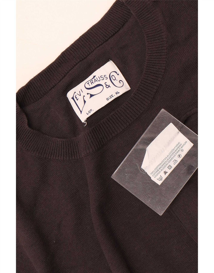 Мужской джемпер с круглым вырезом Levi's XL, коричневый хлопок