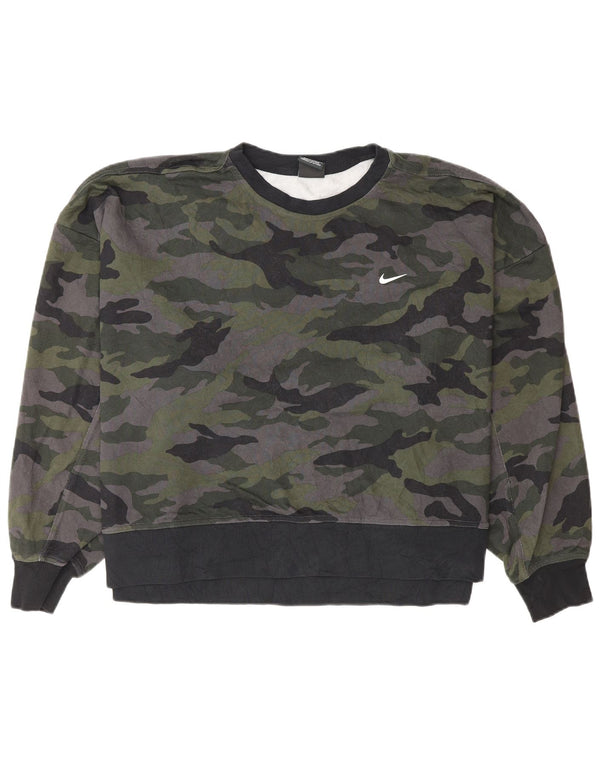 Женский джемпер большого размера Nike Dri Fit UK 20 2XL, серый камуфляж