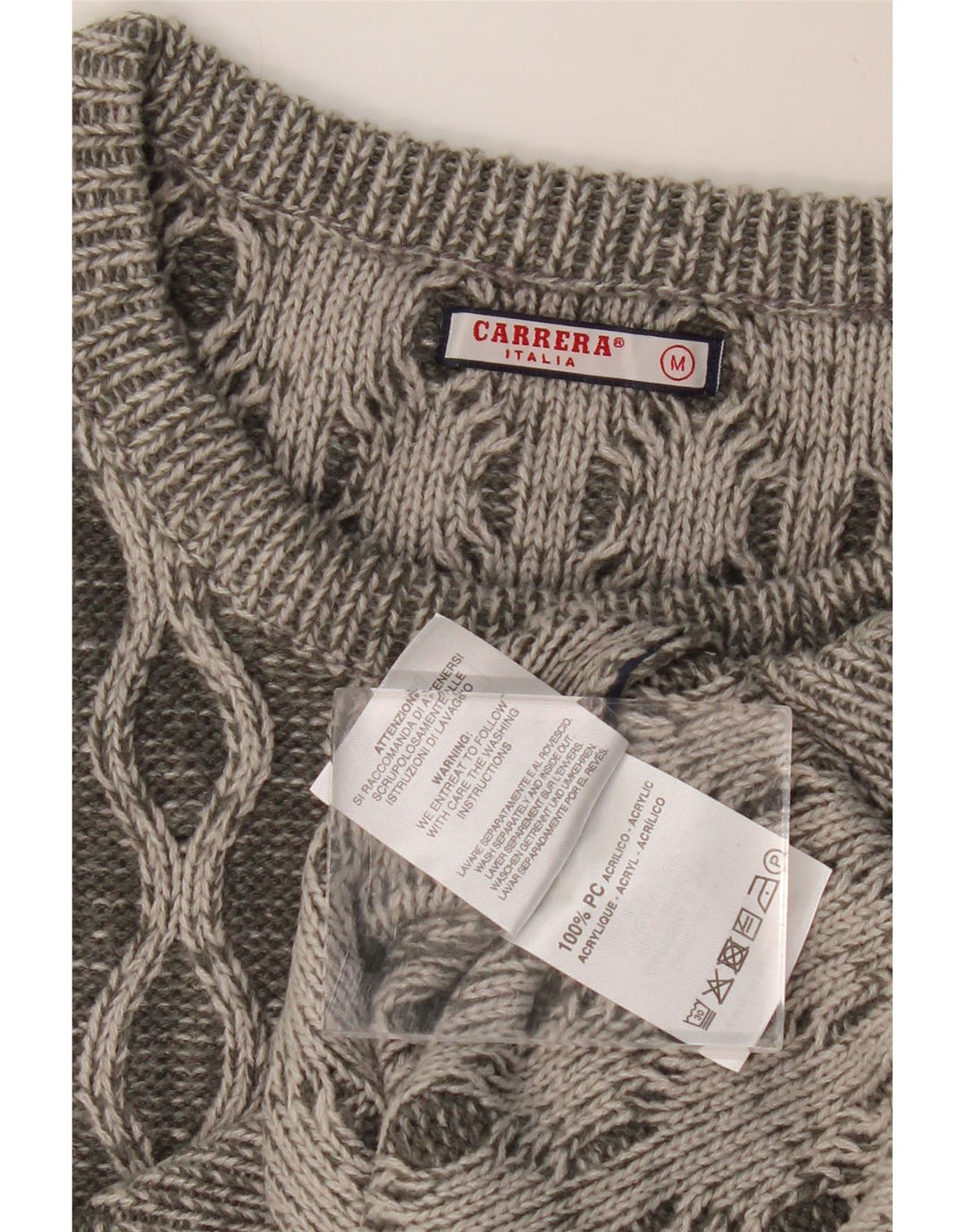 Мужской джемпер с круглым вырезом CARRERA, средний серый акрил с геометрическим рисунком