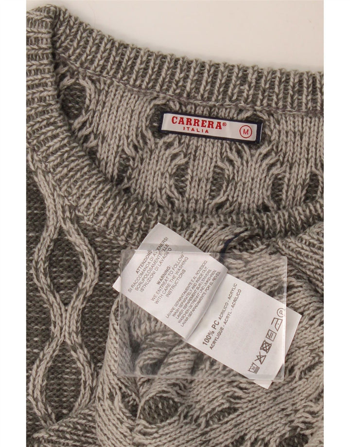 Мужской джемпер с круглым вырезом CARRERA, средний серый акрил с геометрическим рисунком