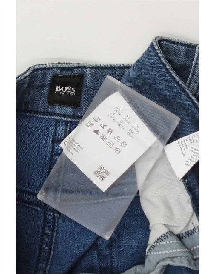 Мужские узкие джинсы Hugo Boss W34 L34 синие, хлопок