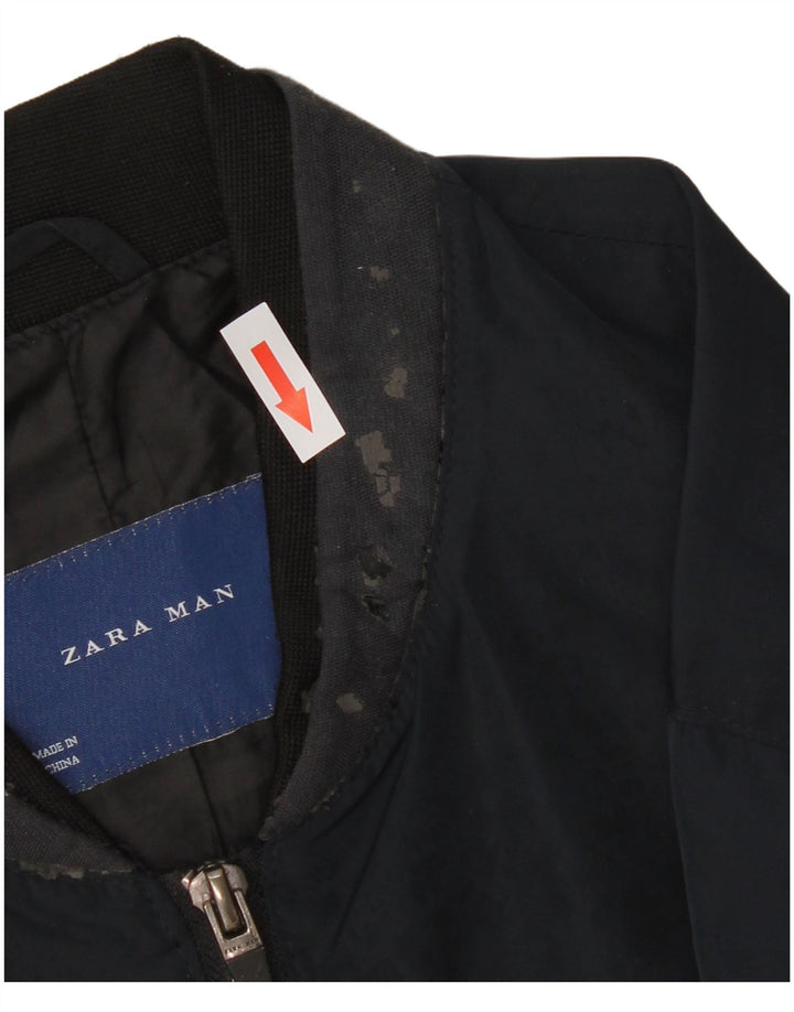 Мужская куртка-бомбер Zara UK 40, большая темно-синяя, полиэстер