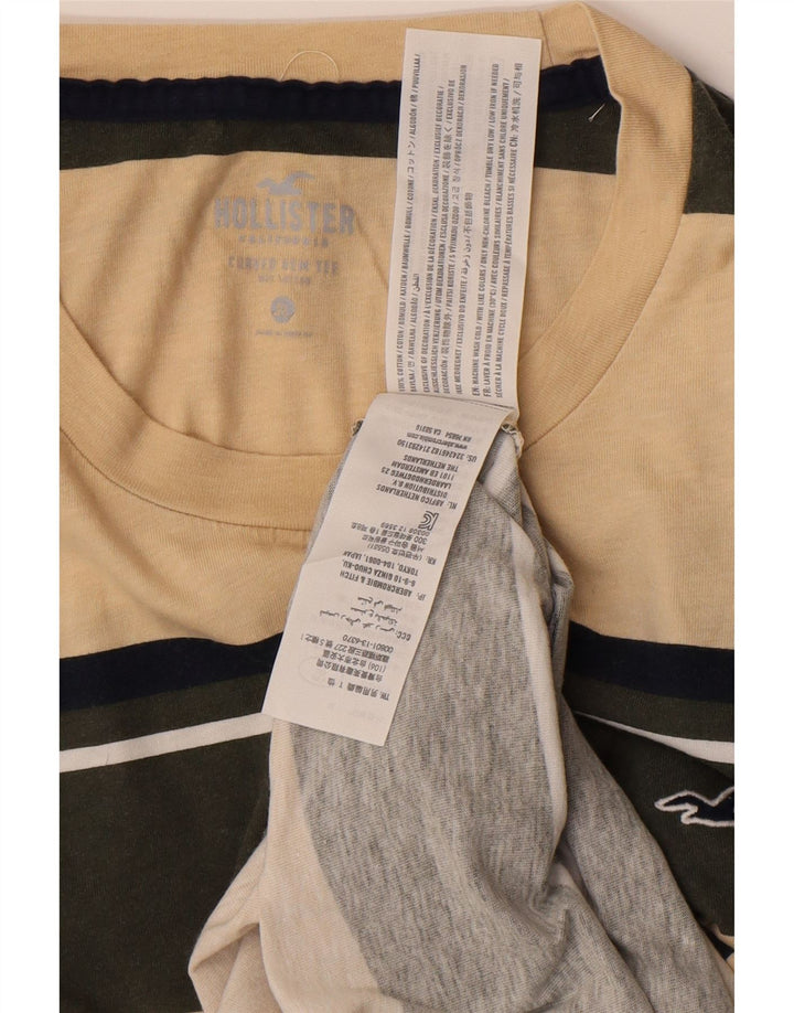 HOLLISTER Мужская футболка Top XL из хлопка в бежевую полоску