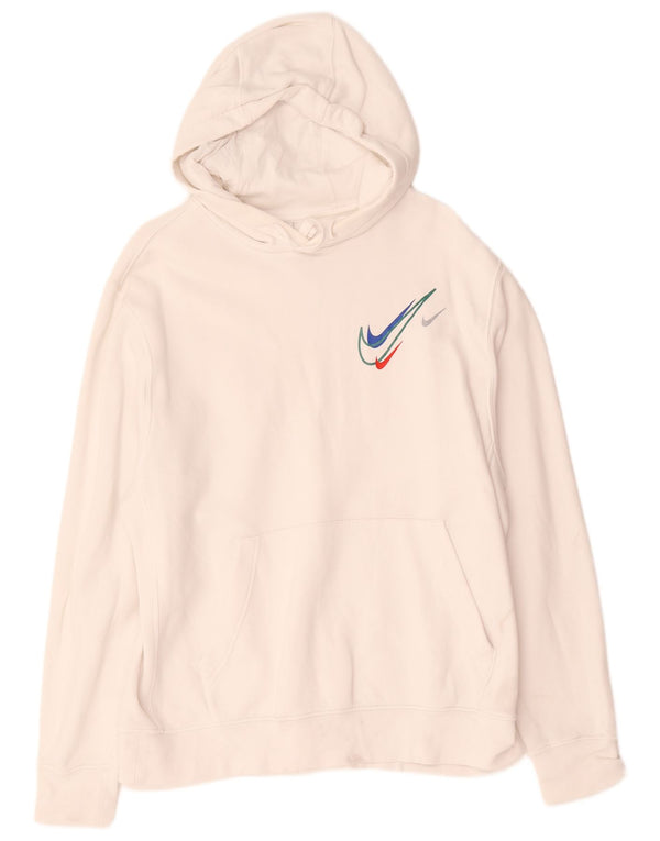 Мужской джемпер с капюшоном с графическим рисунком Nike, большой размер, белый хлопок, хлопок