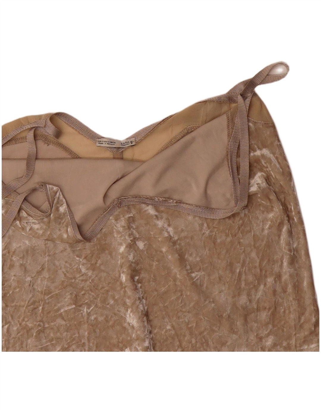 ZARA Womens Velvet Cami Top UK 10 Small Beige