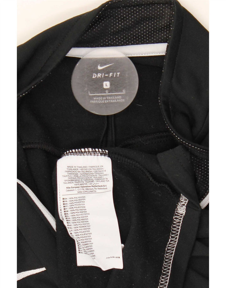 Мужской топ Nike Dri Fit с воротником на молнии и длинными рукавами, большой черный, цветной блок