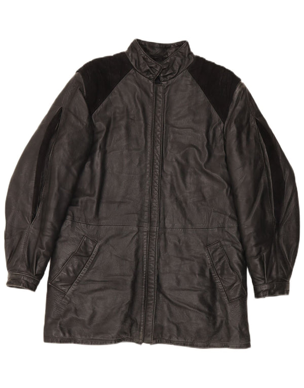 Dama Womens Leather Jacket IT 44 Medium Black Colourblock Leather