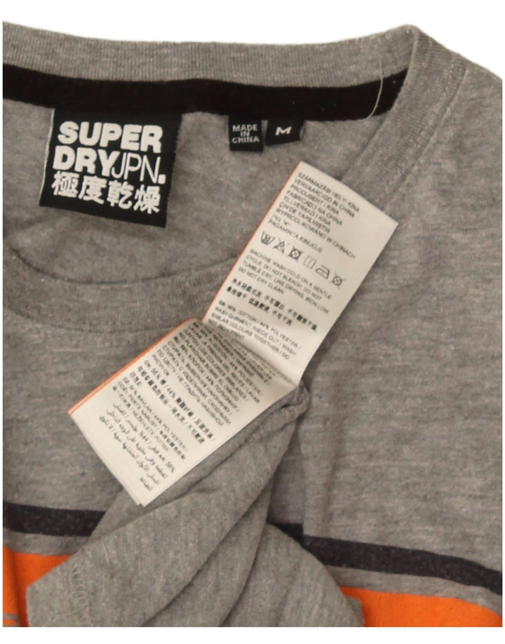 Мужская футболка с рисунком Superdry, хлопковый топ среднего серого цвета с цветными блоками