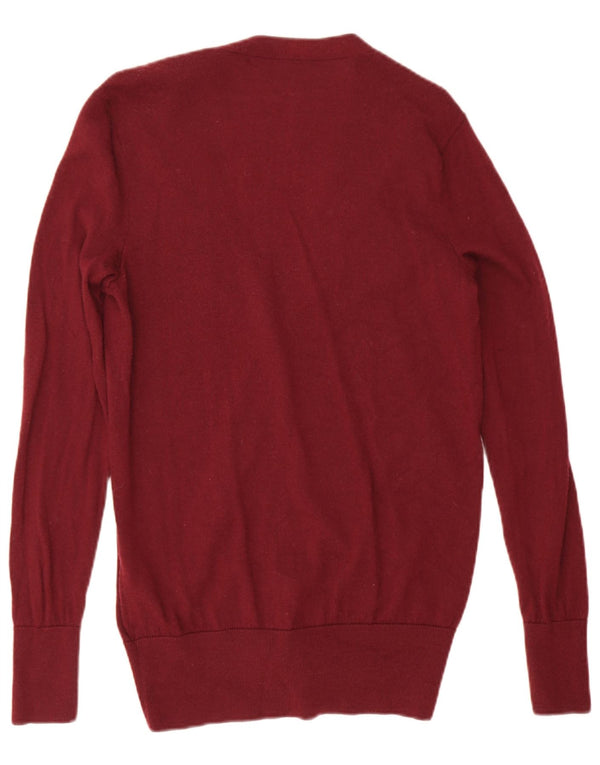 Женский кардиган-свитер Ralph Lauren UK 16, большой бордовый цвет из мериносовой шерсти