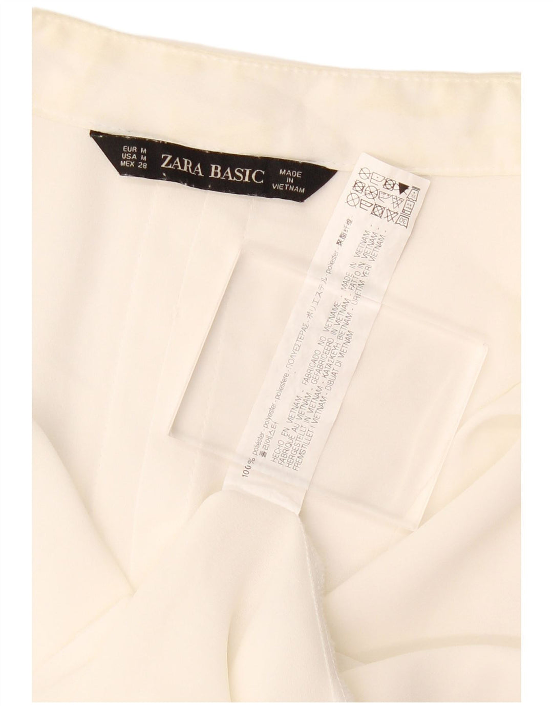 ZARA Womens Batwing 3/4 Sleeve Blouse Top UK 14 Medium White Polyester