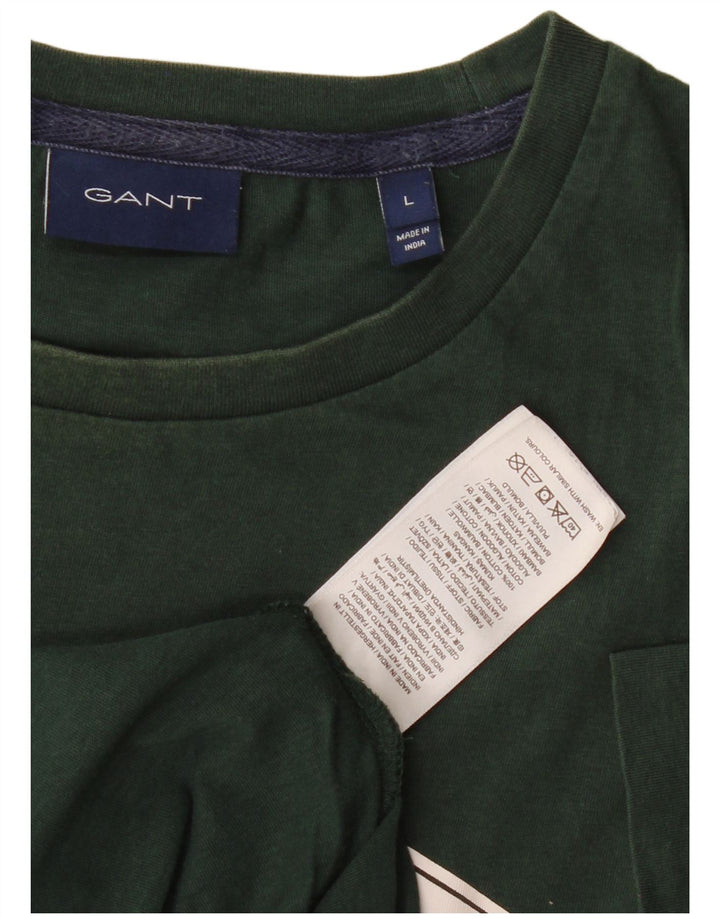 Мужская футболка с рисунком Gant, большой зеленый хлопок