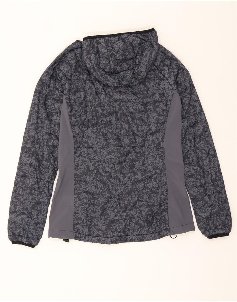 COLUMBIA Womens Hooded Padded Jacket UK 10 Small Grey Floral Polyester Vintage Columbia and Second-Hand Columbia from Messina Hembry 
