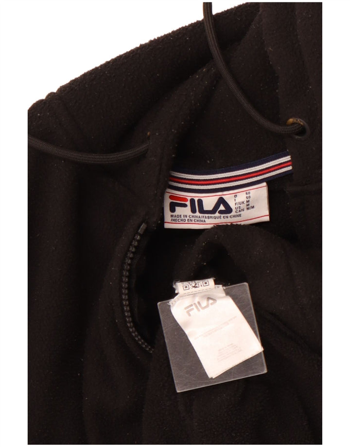 Мужской флисовый джемпер FILA с капюшоном на молнии, средний черный, полиэстер