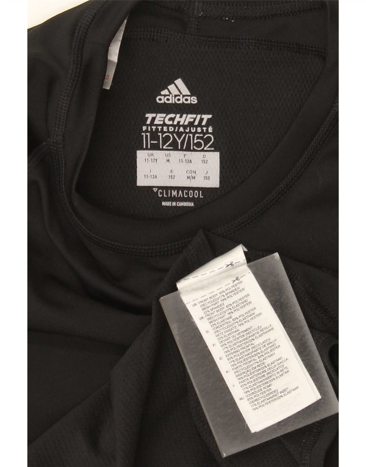 Adidas Boys Climacool Топ с длинными рукавами 11-12 лет, черный полиэстер