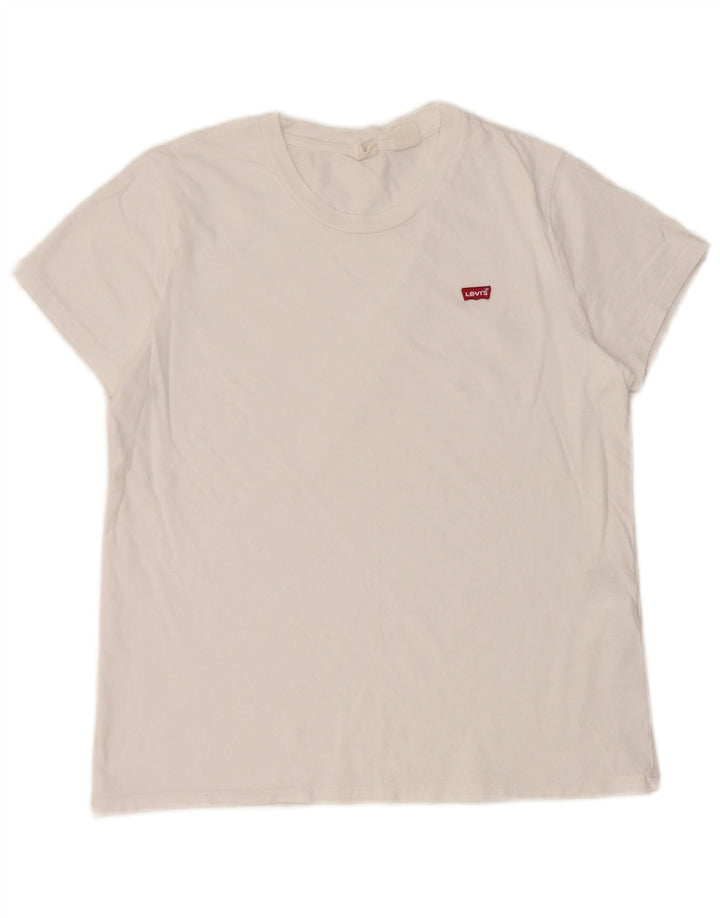 Женская футболка Levi's Top UK 12, средний размер, белый хлопок