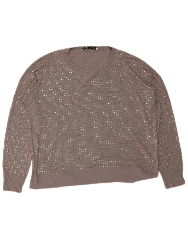 Женская блузка Zara Top UK 14, средний серый пятнистый вискоза