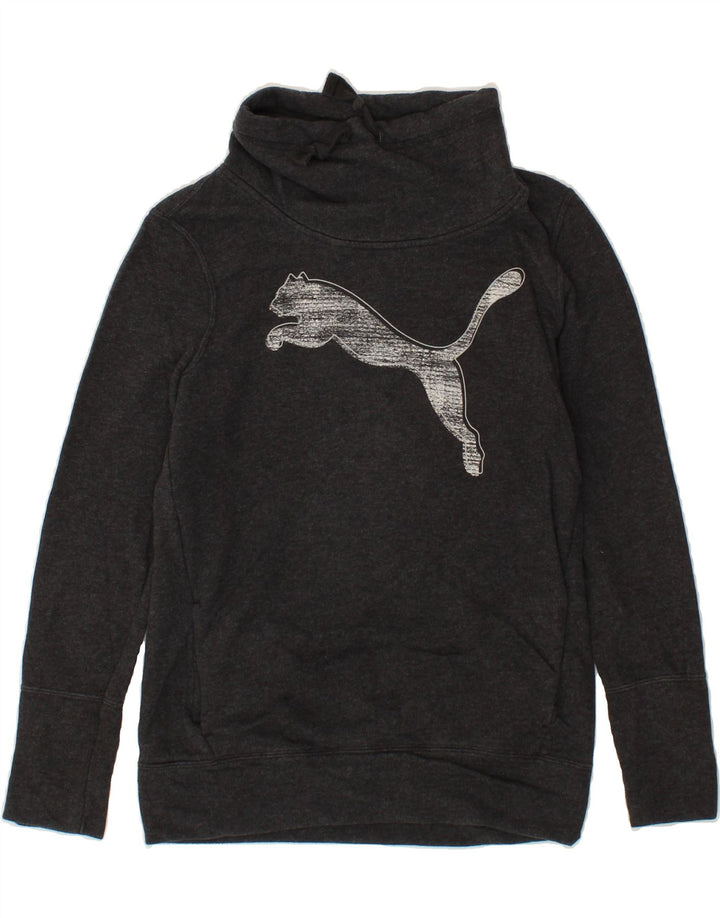 PUMA Womens Graphic Sweatshirt Jumper UK 10 Small  Grey Cotton Vintage Puma and Second-Hand Puma from Messina Hembry 