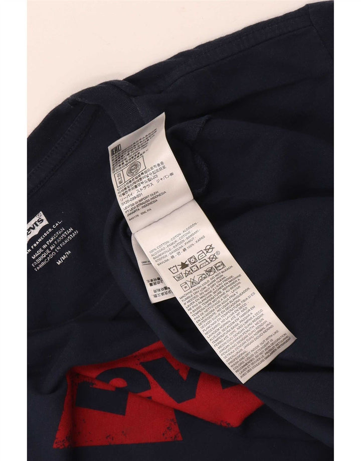 Мужская футболка с рисунком Levi's, топ среднего размера, темно-синий, хлопок