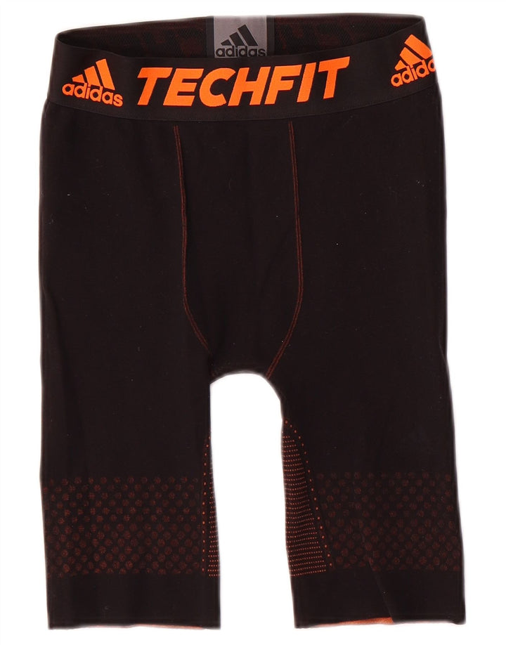 Мужские спортивные шорты Adidas с рисунком из полиэстера среднего черного цвета с пятнами