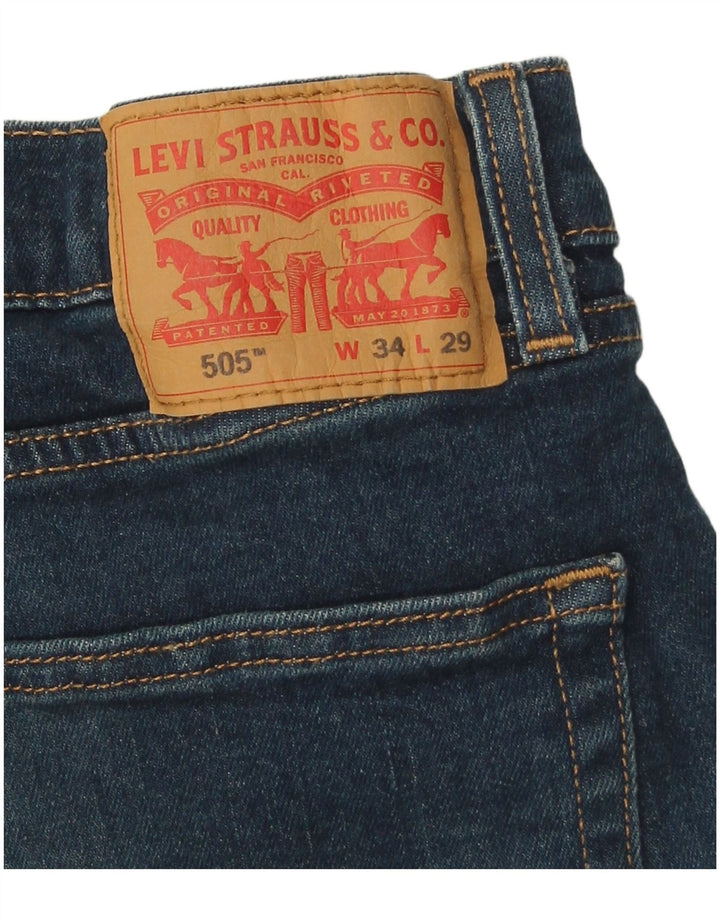 Мужские прямые джинсы Levi's 505 W34 L29 синие, хлопок