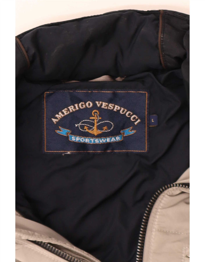 Мужская стеганая куртка Amerigo Vespucci UK 40, большая серая, полиамид с цветными блоками