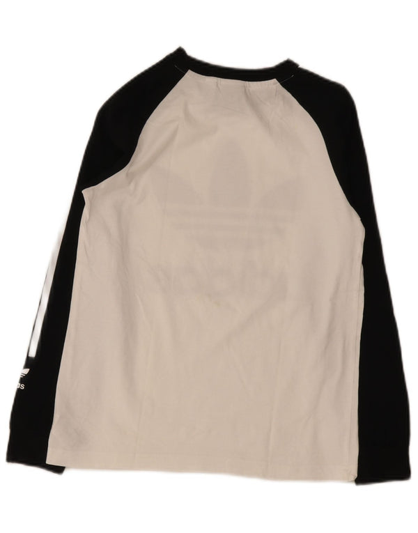 Adidas Футболка с рисунком для мальчиков с длинными рукавами 11–12 лет, белый хлопок с цветными блоками