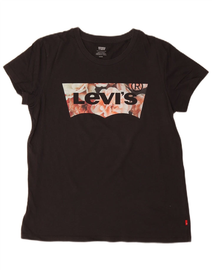 Женская футболка с рисунком Levi's Top UK 14, средний черный
