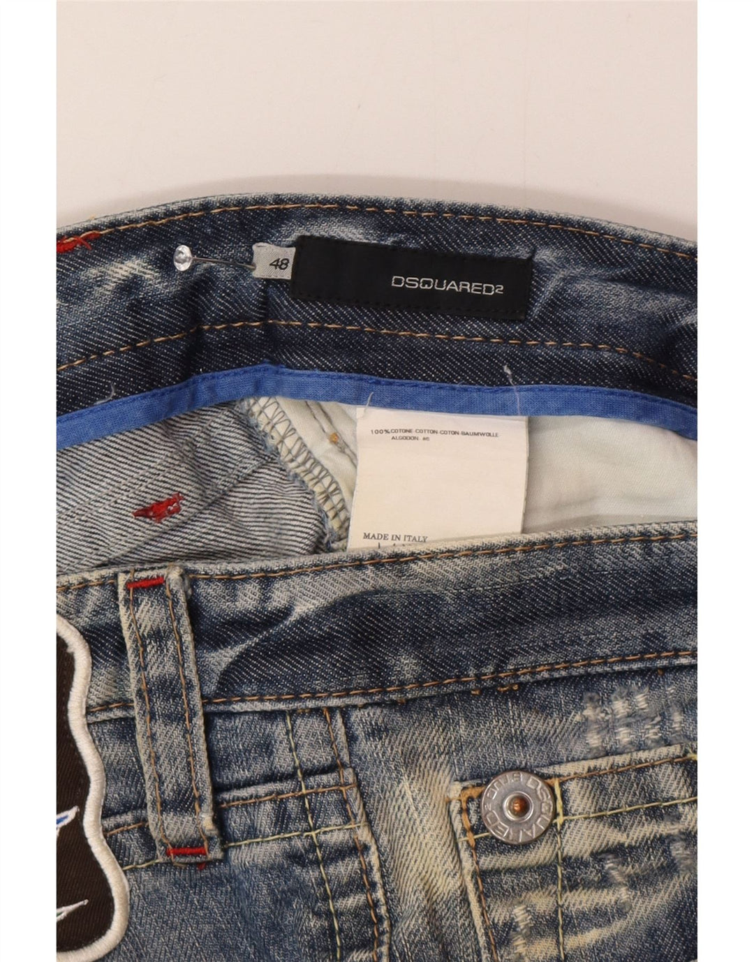 Dsquared2 Женские потертые узкие джинсы W32 L32 Синие, хлопок
