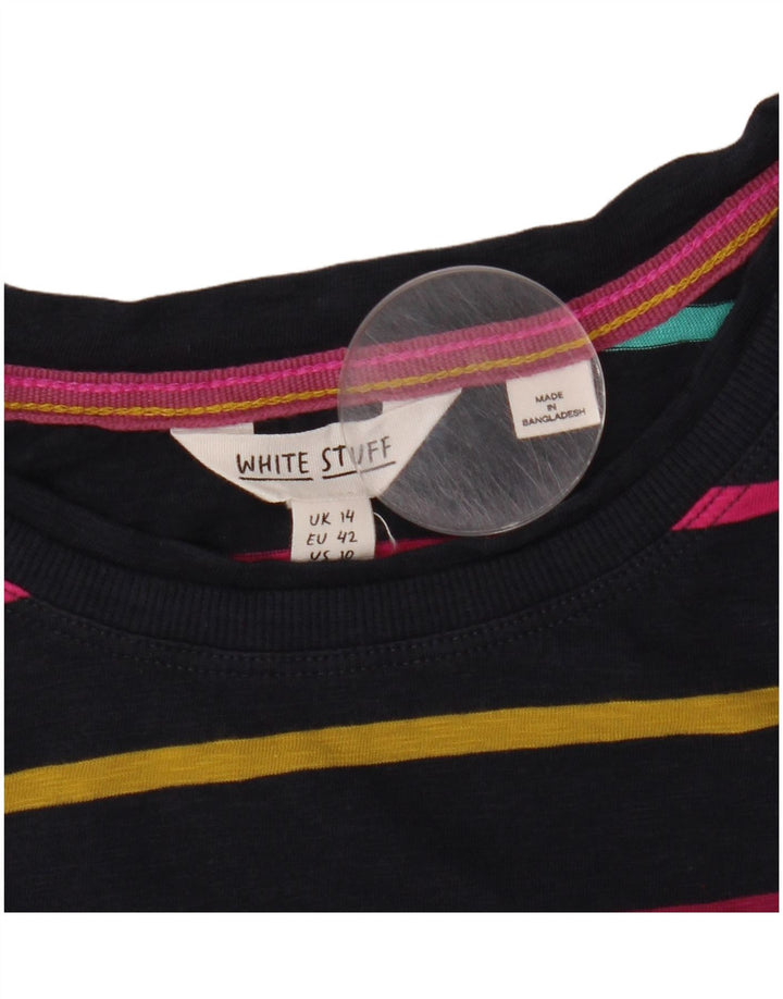 Женский топ с длинным рукавом WHITE STUFF UK 14, большой темно-синий в полоску