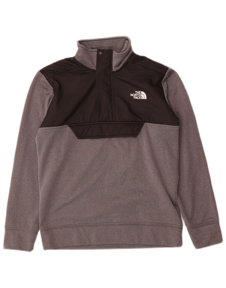 Свитшот The North Face для мальчиков 9–10 лет, средний, серый с цветными блоками