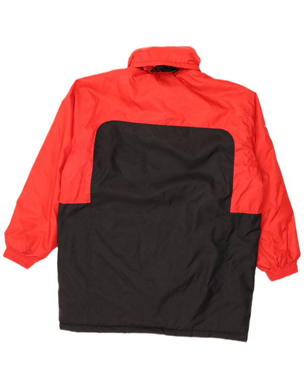 Мужская стеганая куртка с капюшоном и графическим рисунком Lotto UK 42 XL, красный полиэстер с цветными блоками