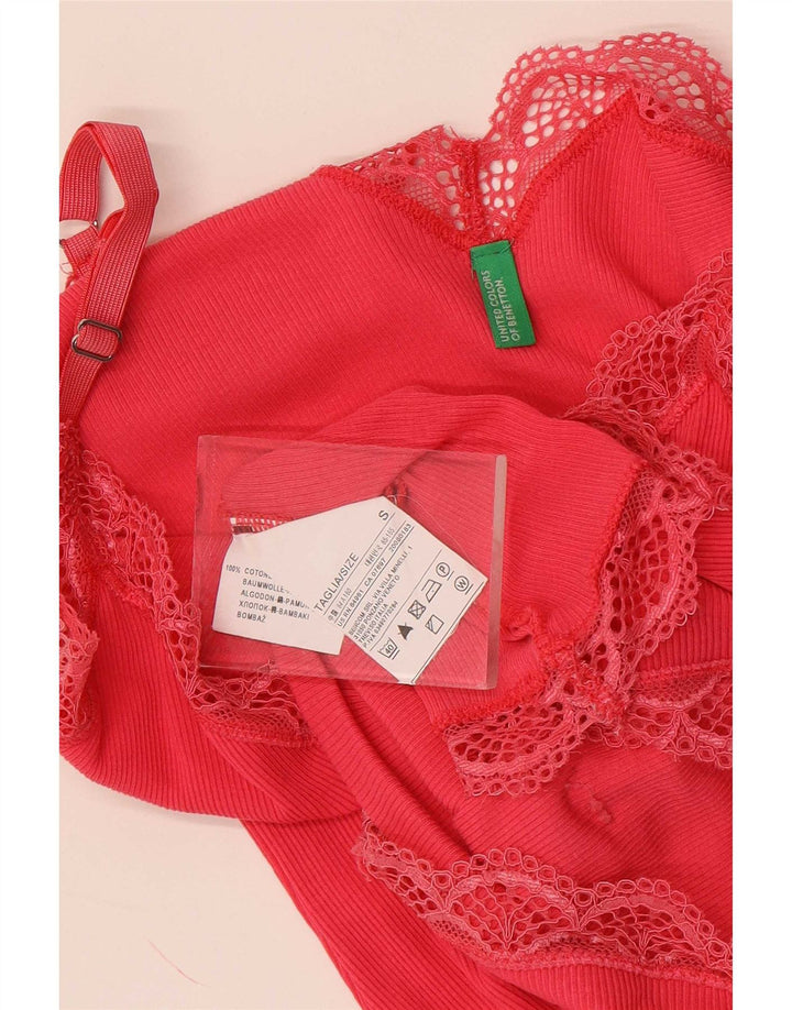 Женский топ на бретельках Benetton UK 8, маленький розовый, хлопок