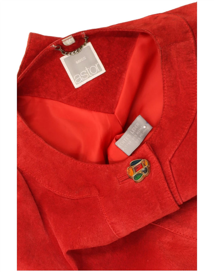 ASTOR Womens Suede Bolero Jacket EU 44 XL Red Leather