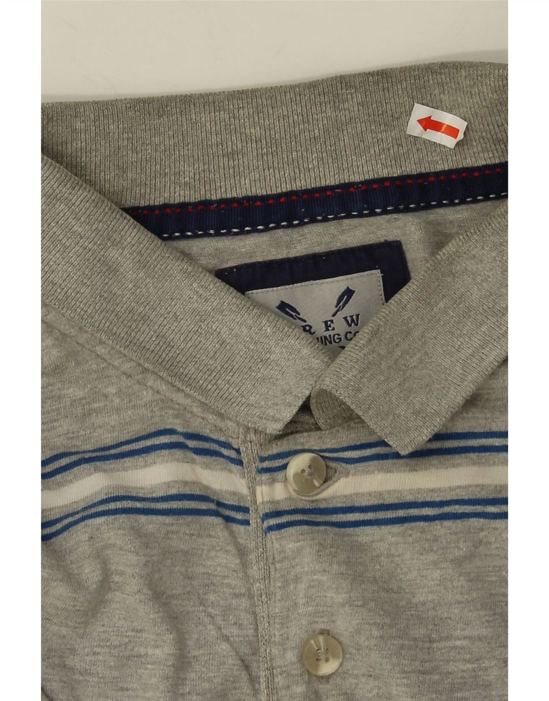 Crew Clothing Мужская рубашка-поло из хлопка среднего серого цвета в полоску
