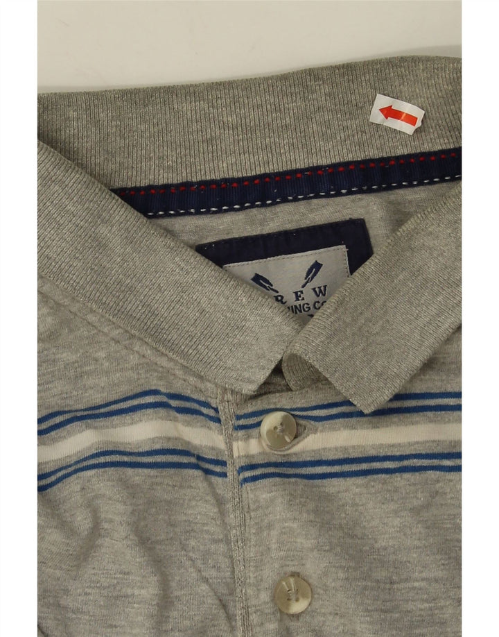 Crew Clothing Мужская рубашка-поло из хлопка среднего серого цвета в полоску