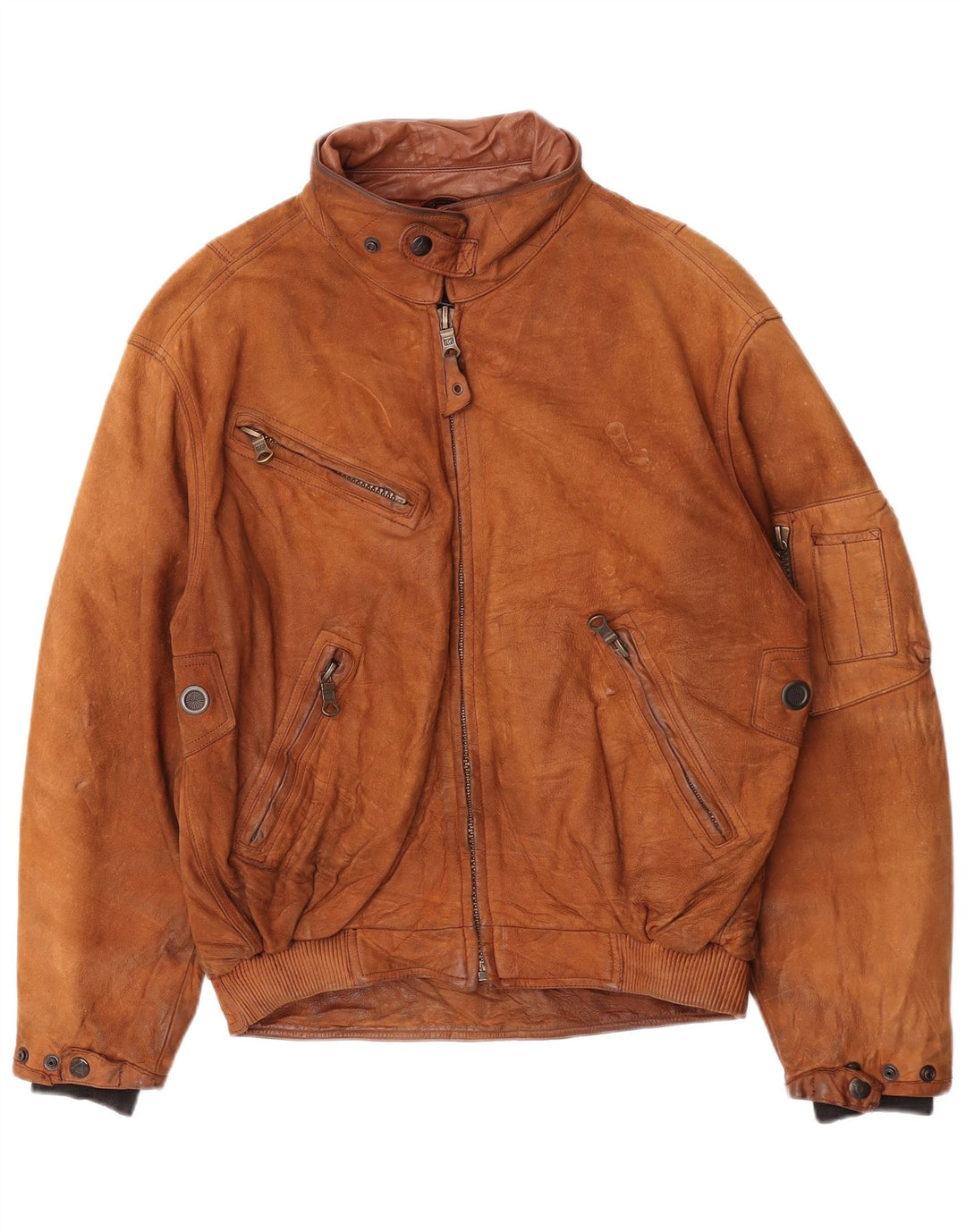 Мужская кожаная куртка свободного покроя Dainese IT 50, кожа среднего коричневого цвета