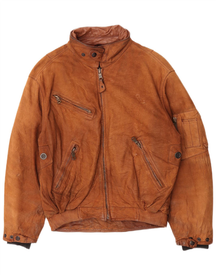 Мужская кожаная куртка свободного покроя Dainese IT 50, кожа среднего коричневого цвета