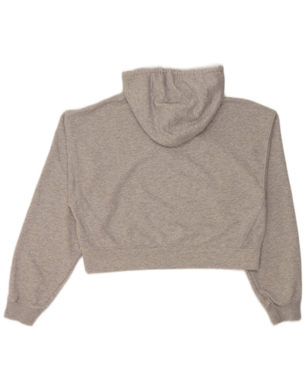 Женский укороченный джемпер с капюшоном Adidas Oversized UK 4 XS, серый хлопок с крапинками