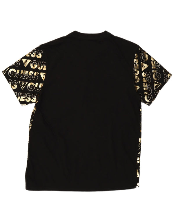 Мужская футболка Guess с рисунком Top UK 36, маленькая, черная, хлопок
