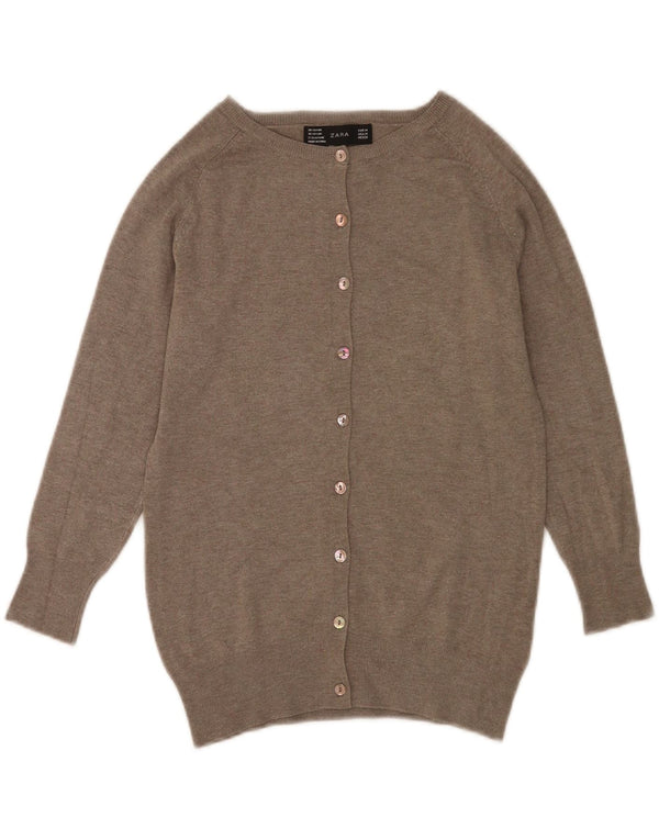 Женский кардиган с рукавом 3/4 Zara UK 12, средний коричневый вискоза