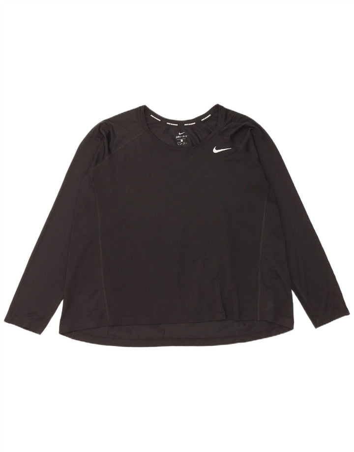 Женский топ Nike Dri Fit с длинным рукавом UK 22 3XL, черный полиэстер